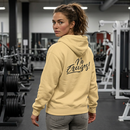No Excuses Inspirational Graphic Hoodie studio product image
