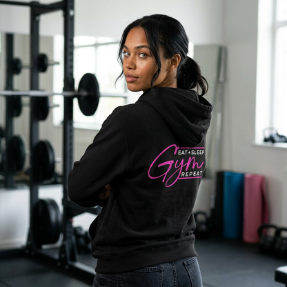 Eat Sleep Gym Repeat motivational fitness hoodie