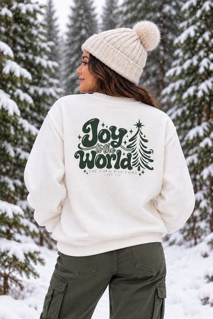 Joy to the World Christmas Sweatshirt — Minimal Tree Holiday Crewneck