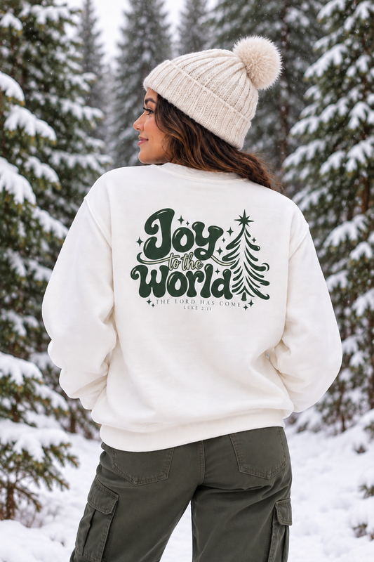 Joy to the World Christmas Sweatshirt — Minimal Tree Holiday Crewneck