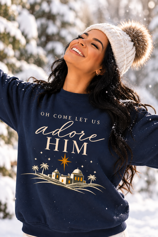 Oh Come Let Us Adore Him Christmas Sweatshirt