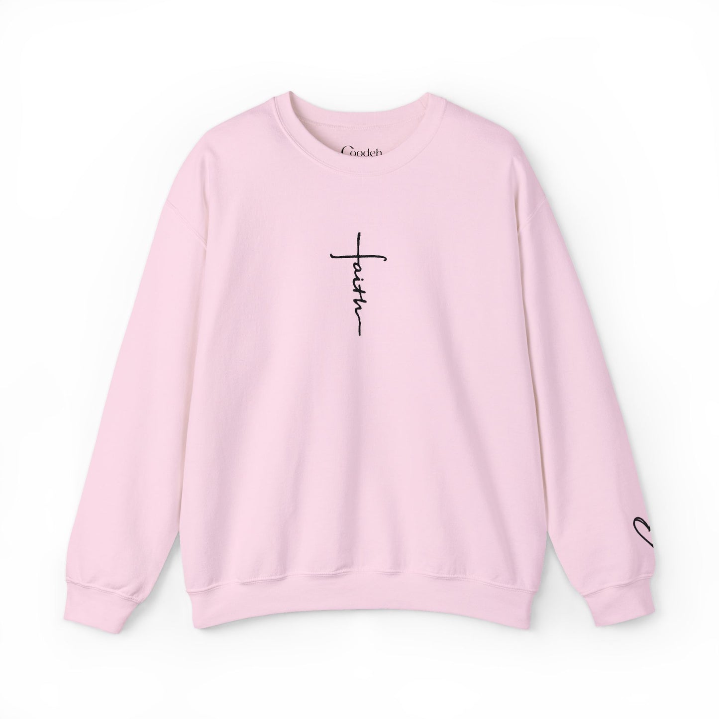 Faith Cross Script Crewneck Sweatshirt white color option