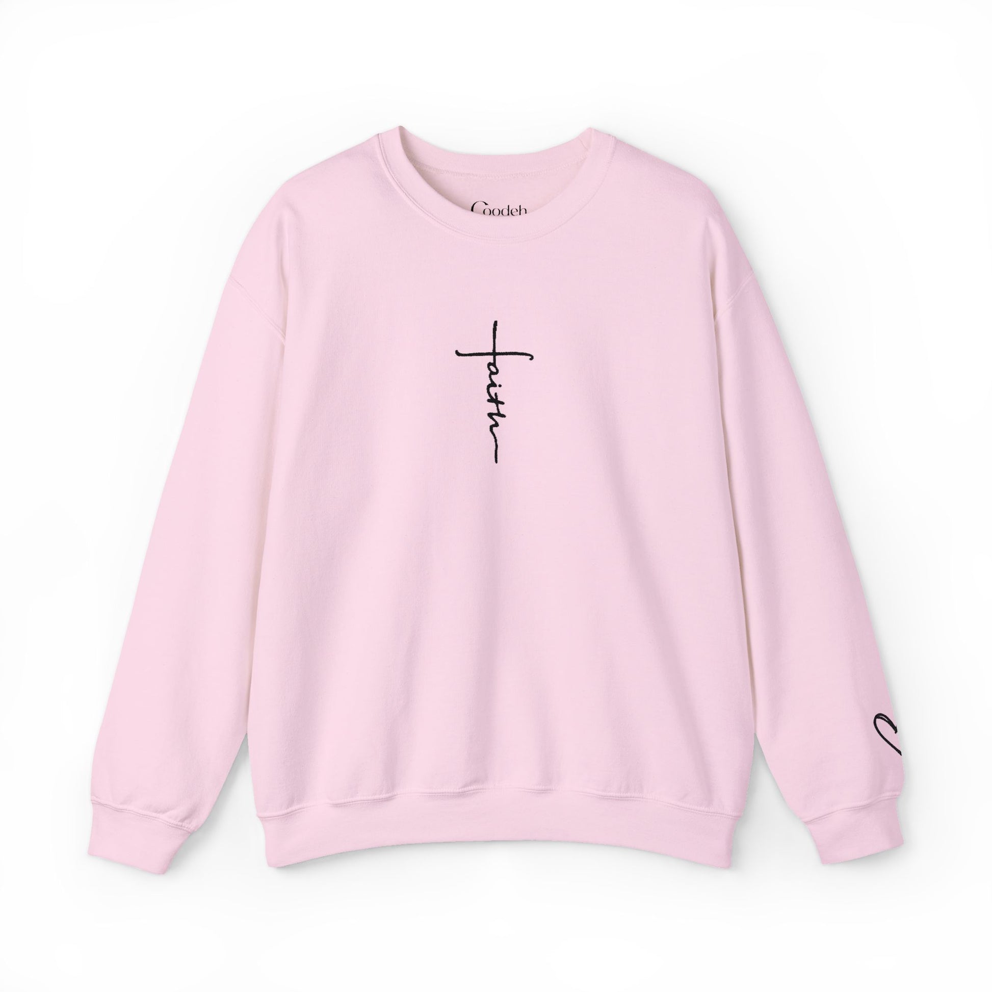 Faith Cross Script Crewneck Sweatshirt white color option