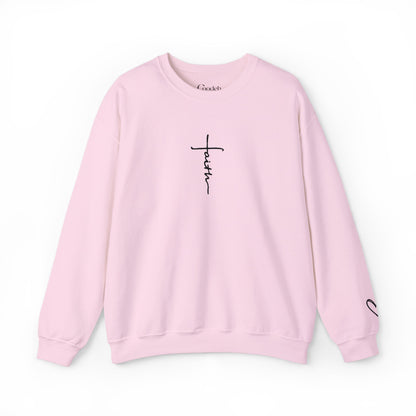 Faith Cross Script Crewneck Sweatshirt white color option