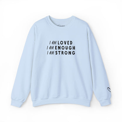 I Am Loved I Am Enough I Am Strong Crewneck Sweatshirt collar detail