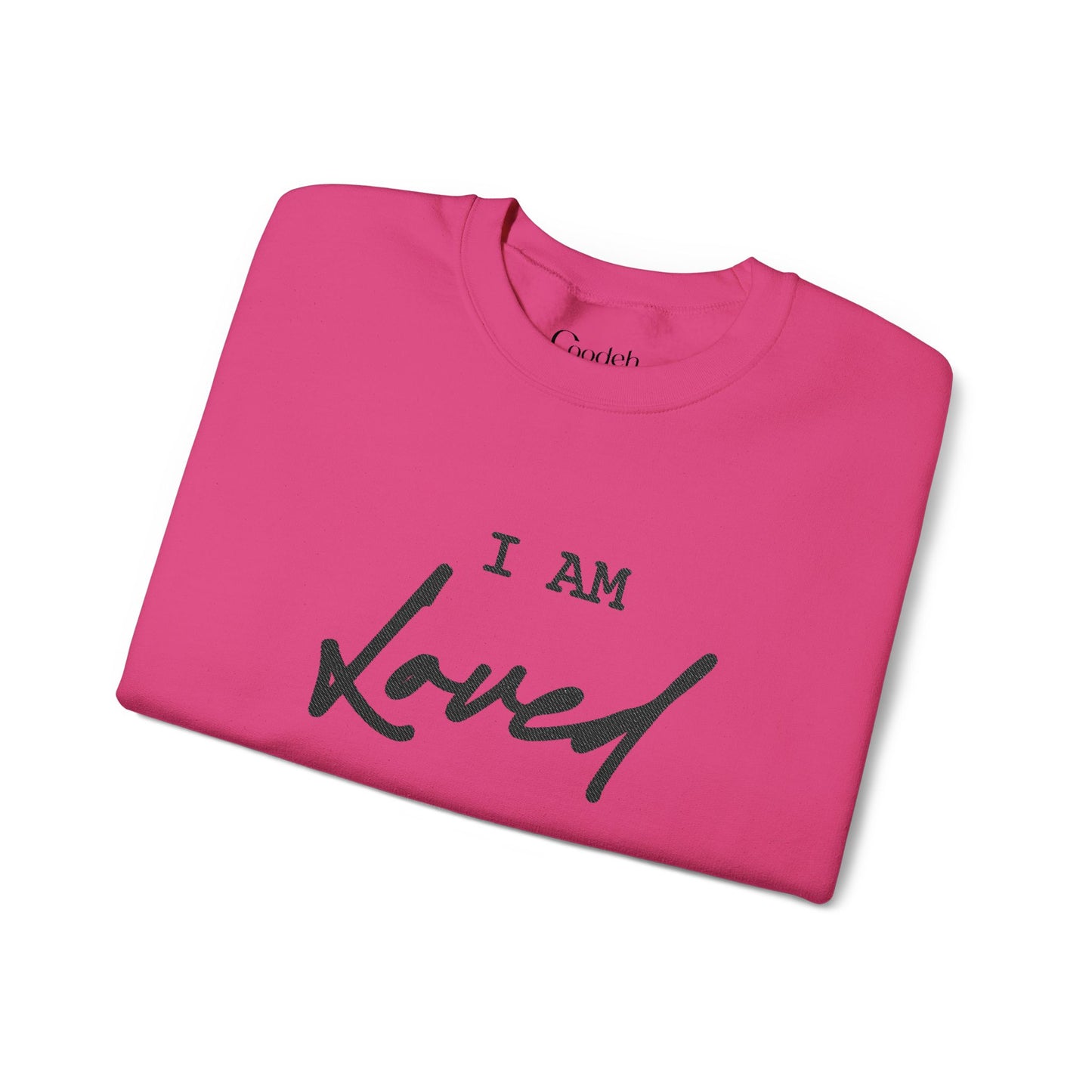 I Am Loved Crewneck Sweatshirt embroidery detail