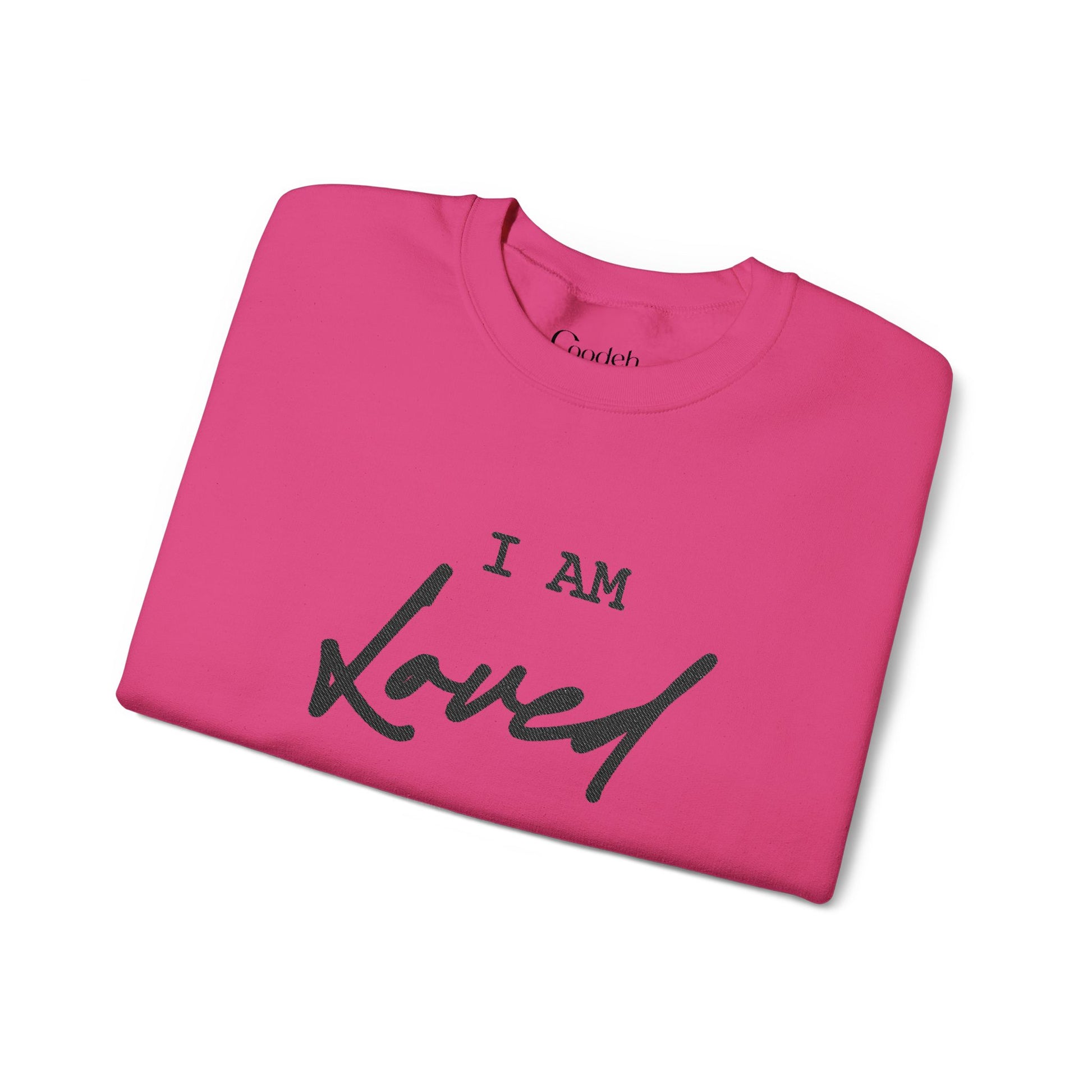 I Am Loved Crewneck Sweatshirt embroidery detail