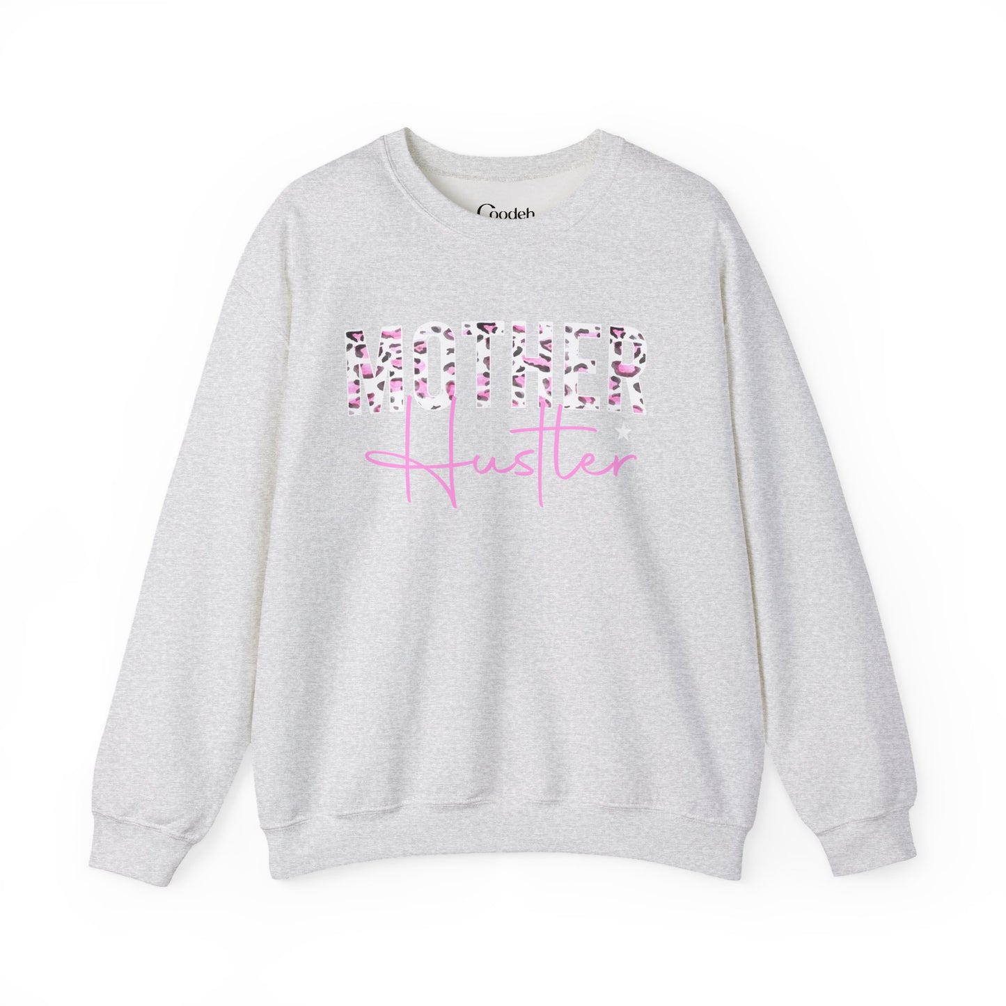 Mother Hustler Leopard crewneck sweatshirt with stylish leopard graphic