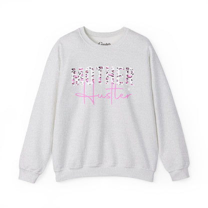 Mother Hustler Leopard crewneck sweatshirt with stylish leopard graphic