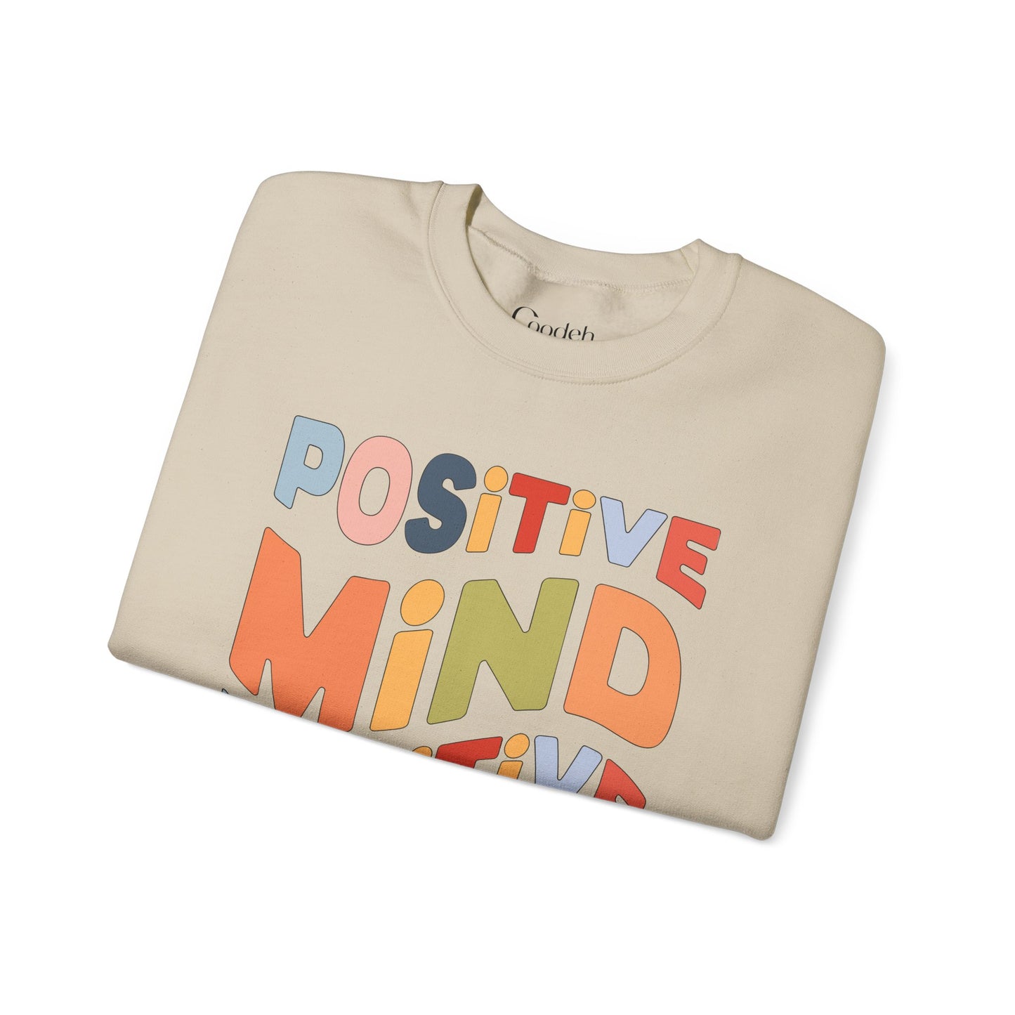 Positive Mind Positive Vibes Crewneck Sweatshirt graphic print close up