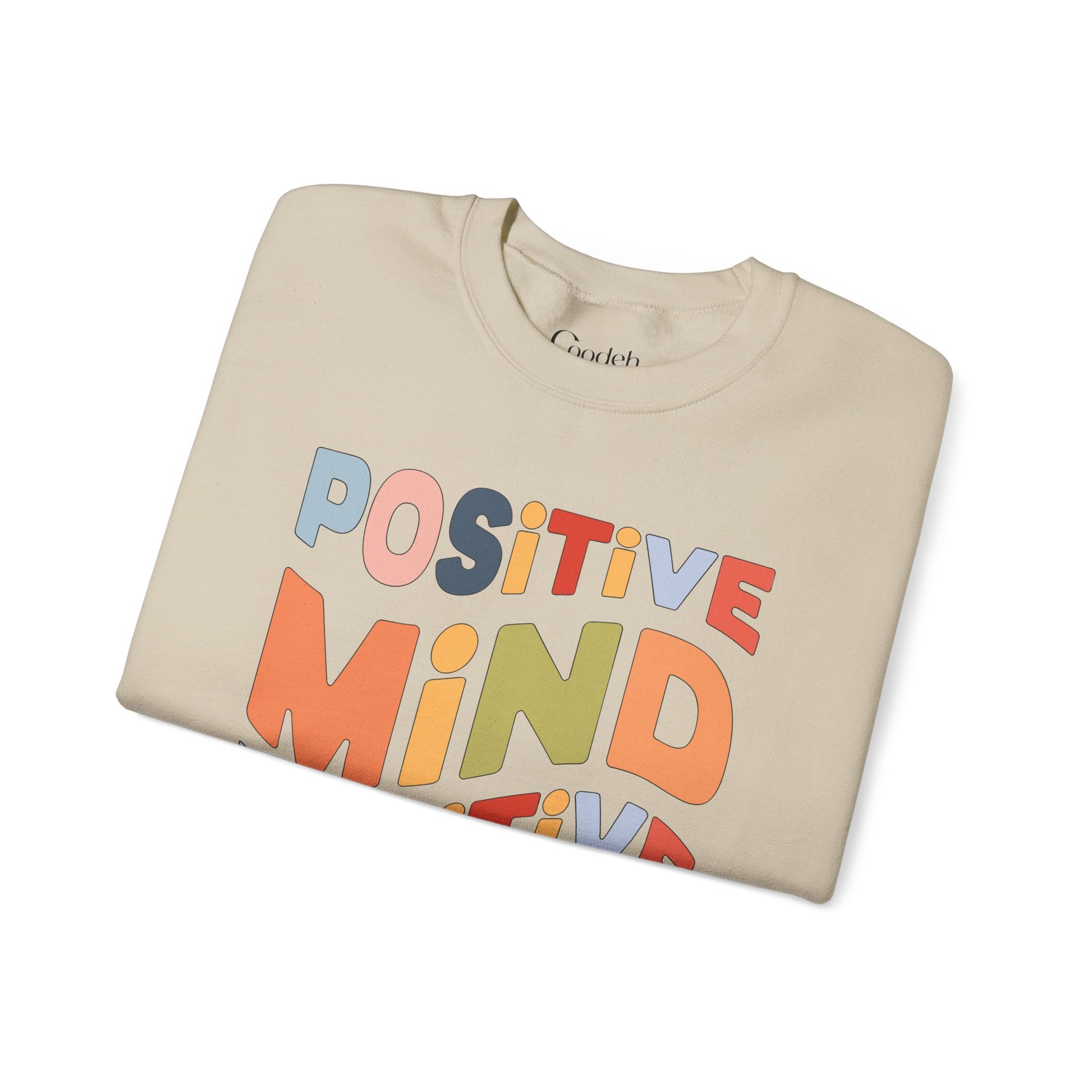 Positive Mind Positive Vibes Crewneck Sweatshirt graphic print close up