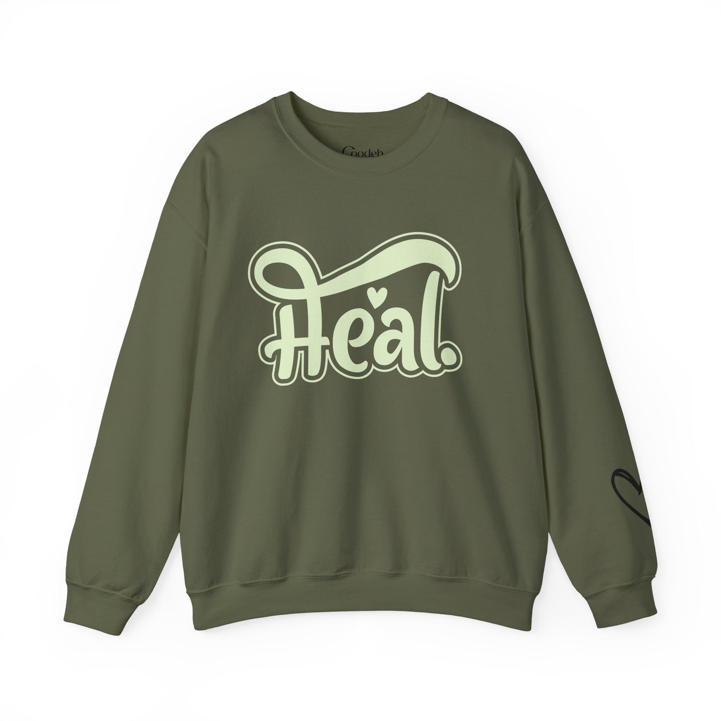 Heal Inspirational Crewneck Sweatshirt durable stitching detail