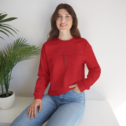 Faith Cross Script Crewneck Sweatshirt flat lay image