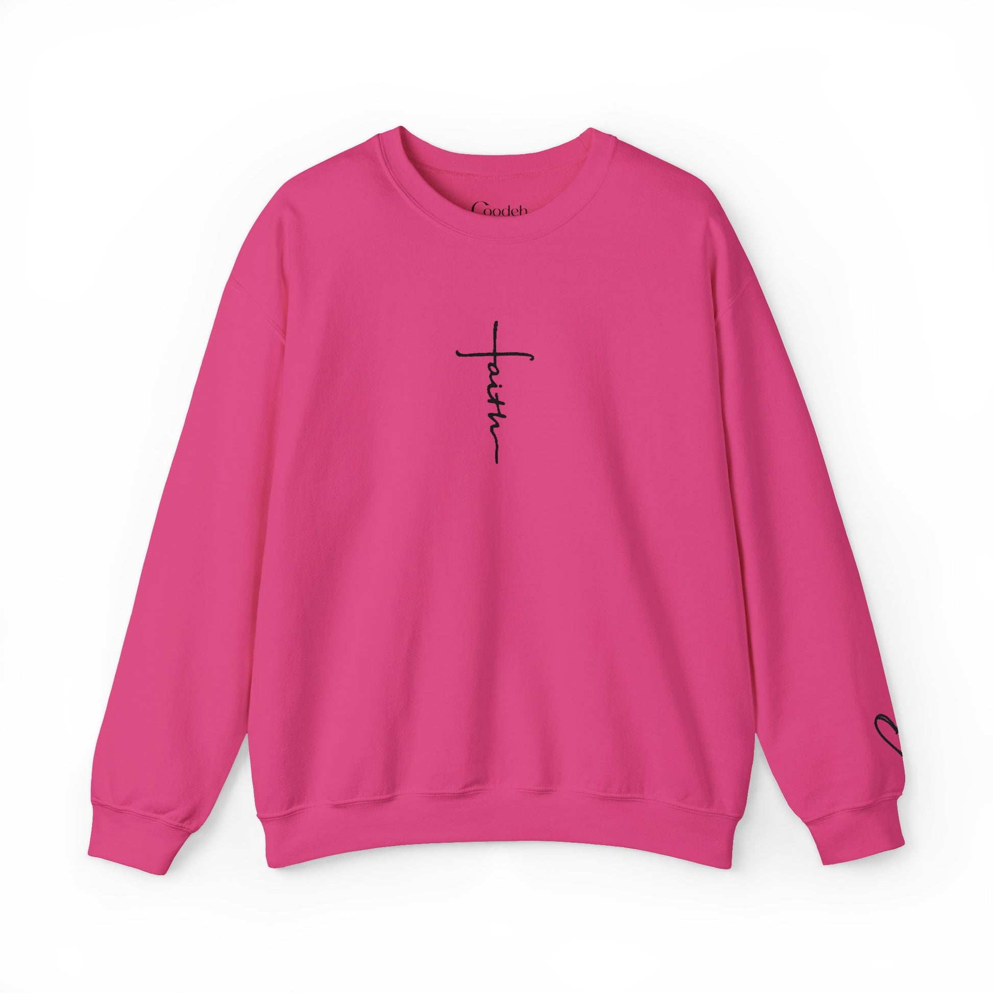 Faith Cross Script Crewneck Sweatshirt collar detail