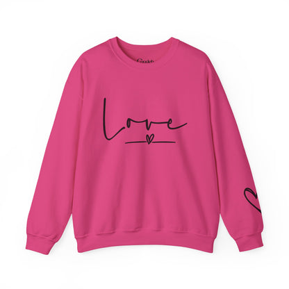 Love Graphic Crewneck Sweatshirt worn by model