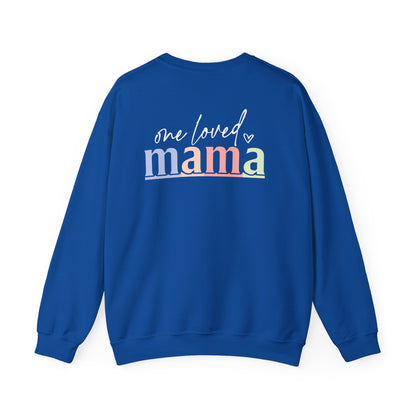 One Loved Mama Crewneck Sweatshirt embroidery detail