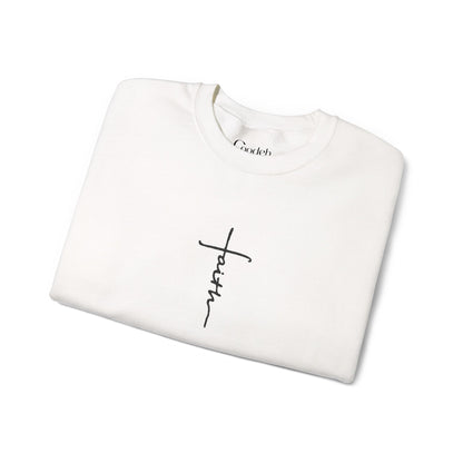 Faith Cross Script Crewneck Sweatshirt front design