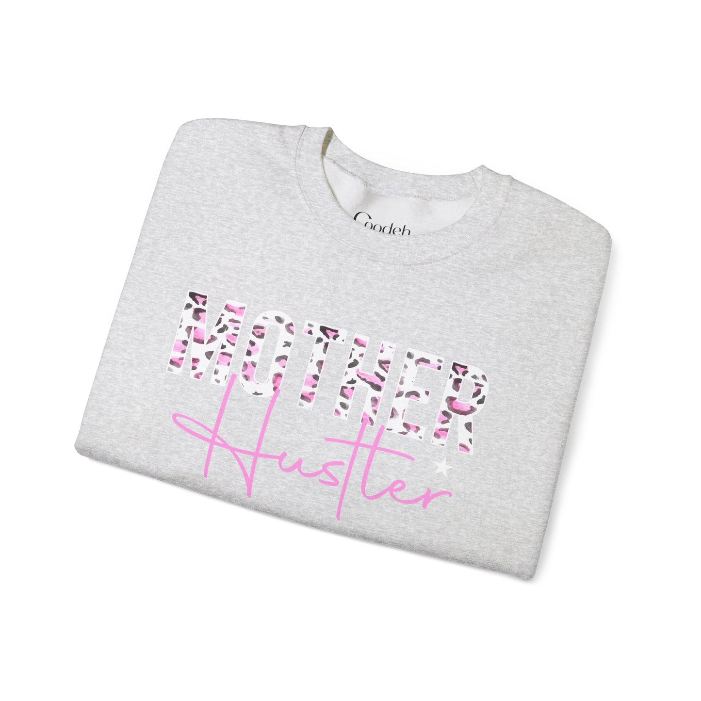 Mother Hustler Leopard Crewneck Sweatshirt worn by model