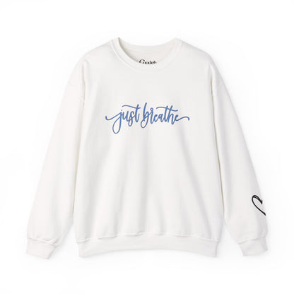 Just Breathe Crewneck Sweatshirt gift idea for mindfulness lovers
