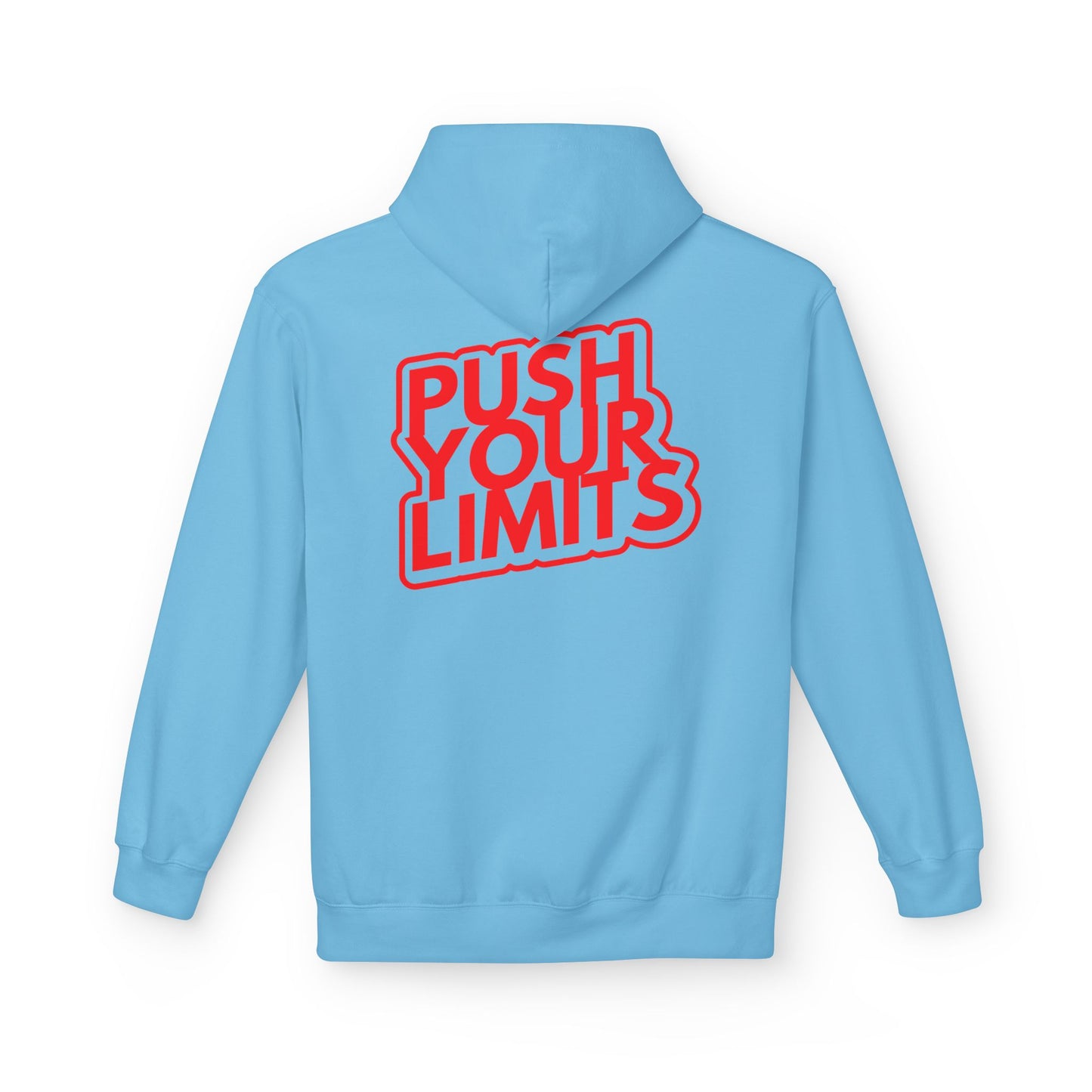 Push Your Limits Motivational Fitness Hoodie front graphic detail