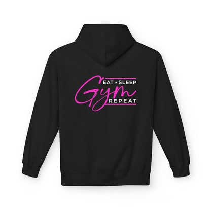 Eat Sleep Gym Repeat Motivational Fitness Hoodie cozy training hoodie look