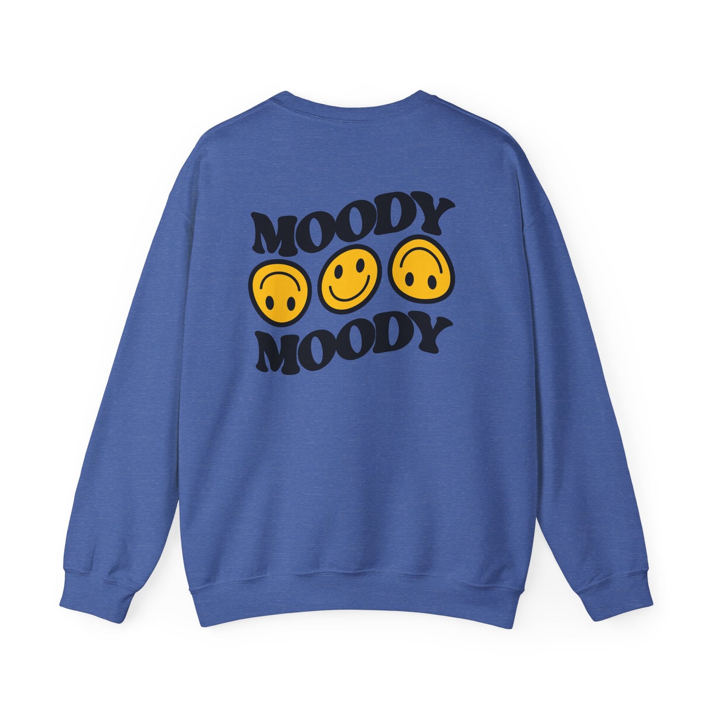 White Moody Faces Crewneck Sweatshirt back view