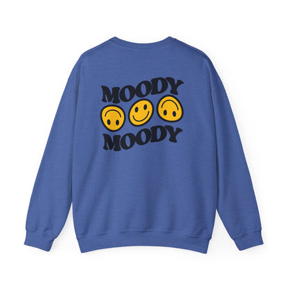 White Moody Faces Crewneck Sweatshirt back view