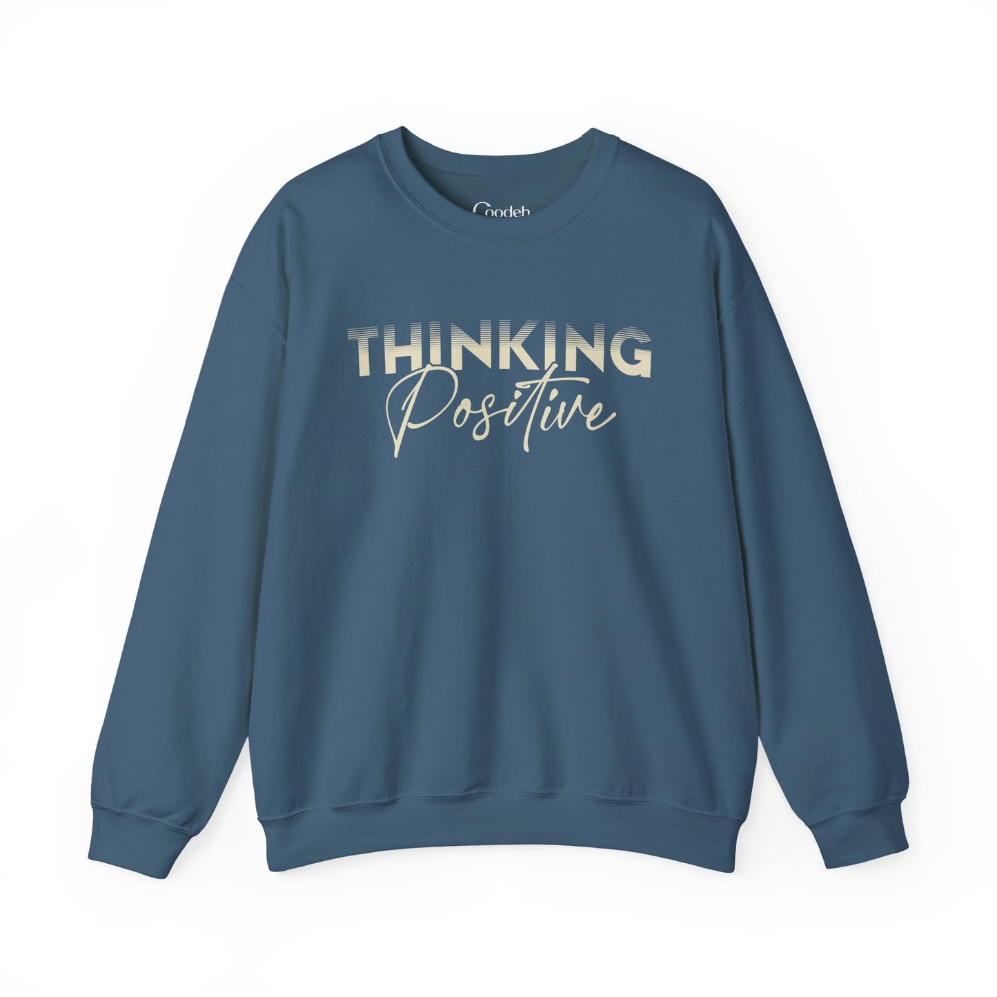 Thinking Positive Crewneck Sweatshirt front graphic detail