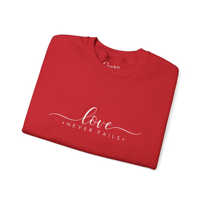 Love Never Fails Crewneck Sweatshirt back view