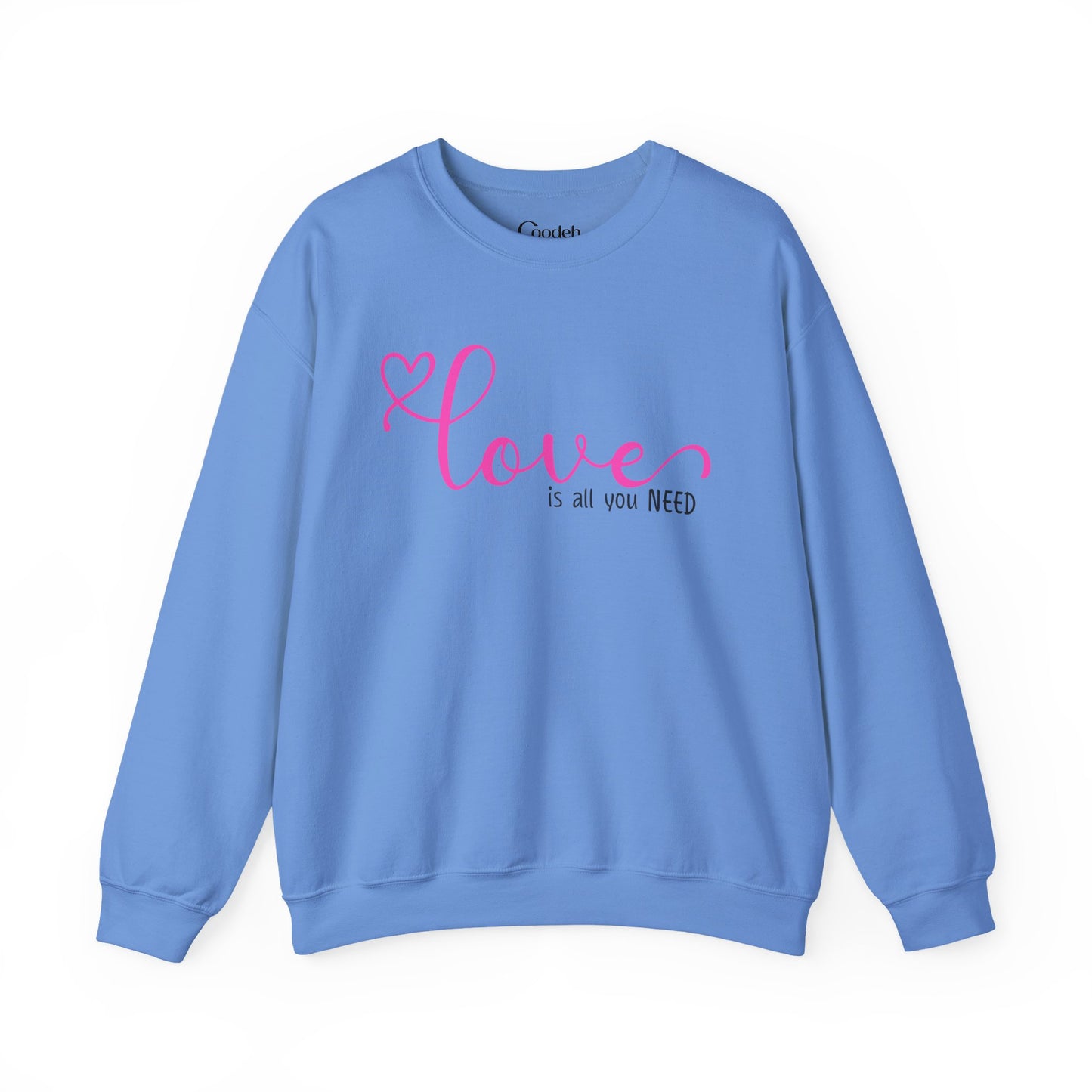 Love Is All You Need Crewneck Sweatshirt worn by model