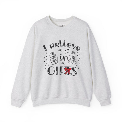 I Believe in Gifts Crewneck Sweatshirt fabric detail
