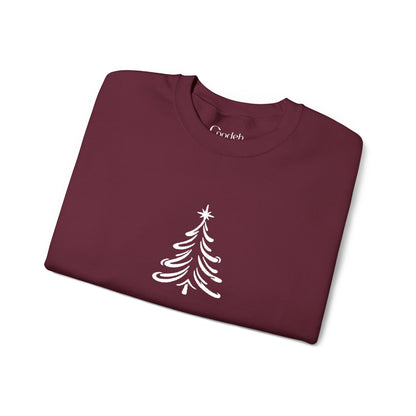 Minimal White Christmas Tree Crewneck Sweatshirt