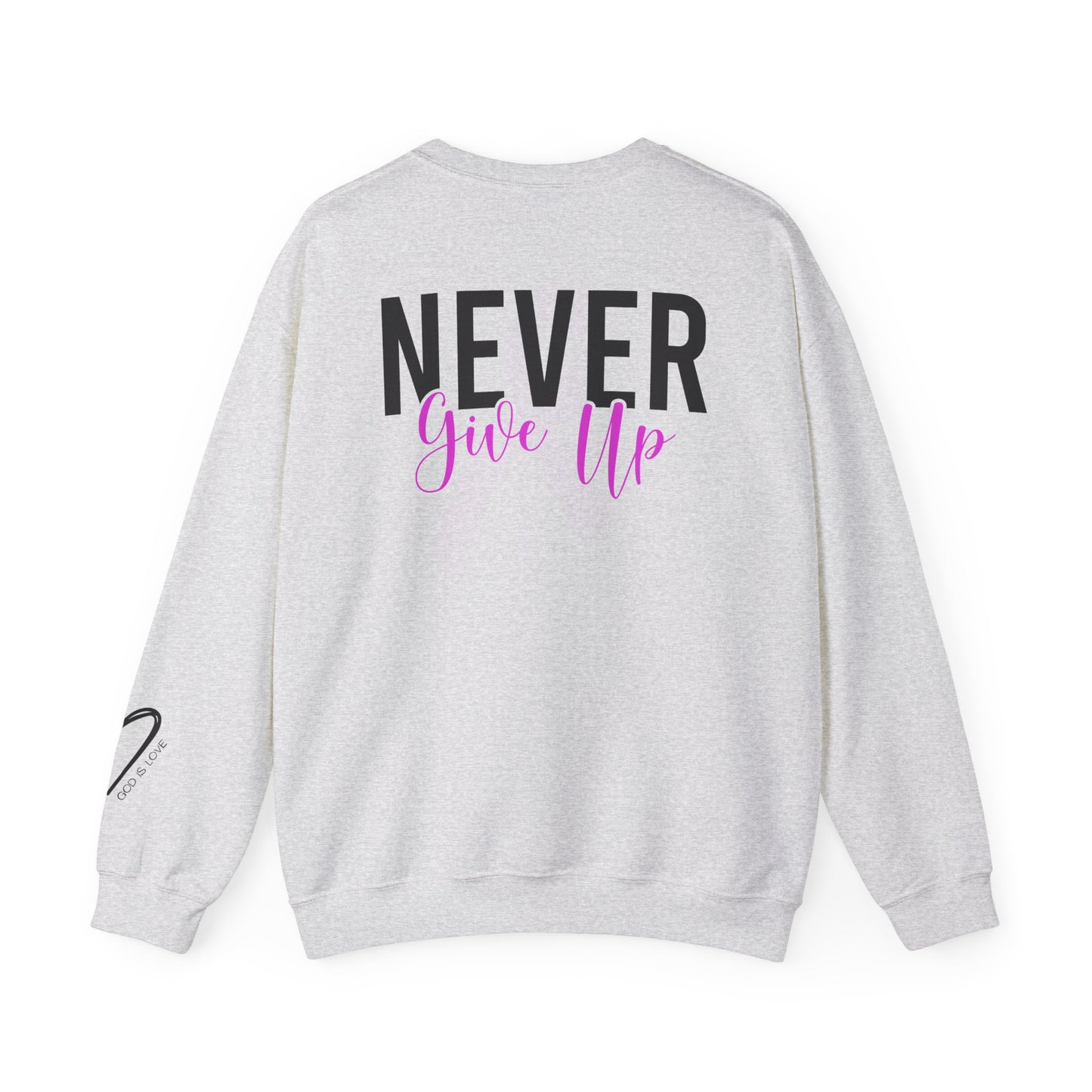 Never Give Up Crewneck Sweatshirt side view