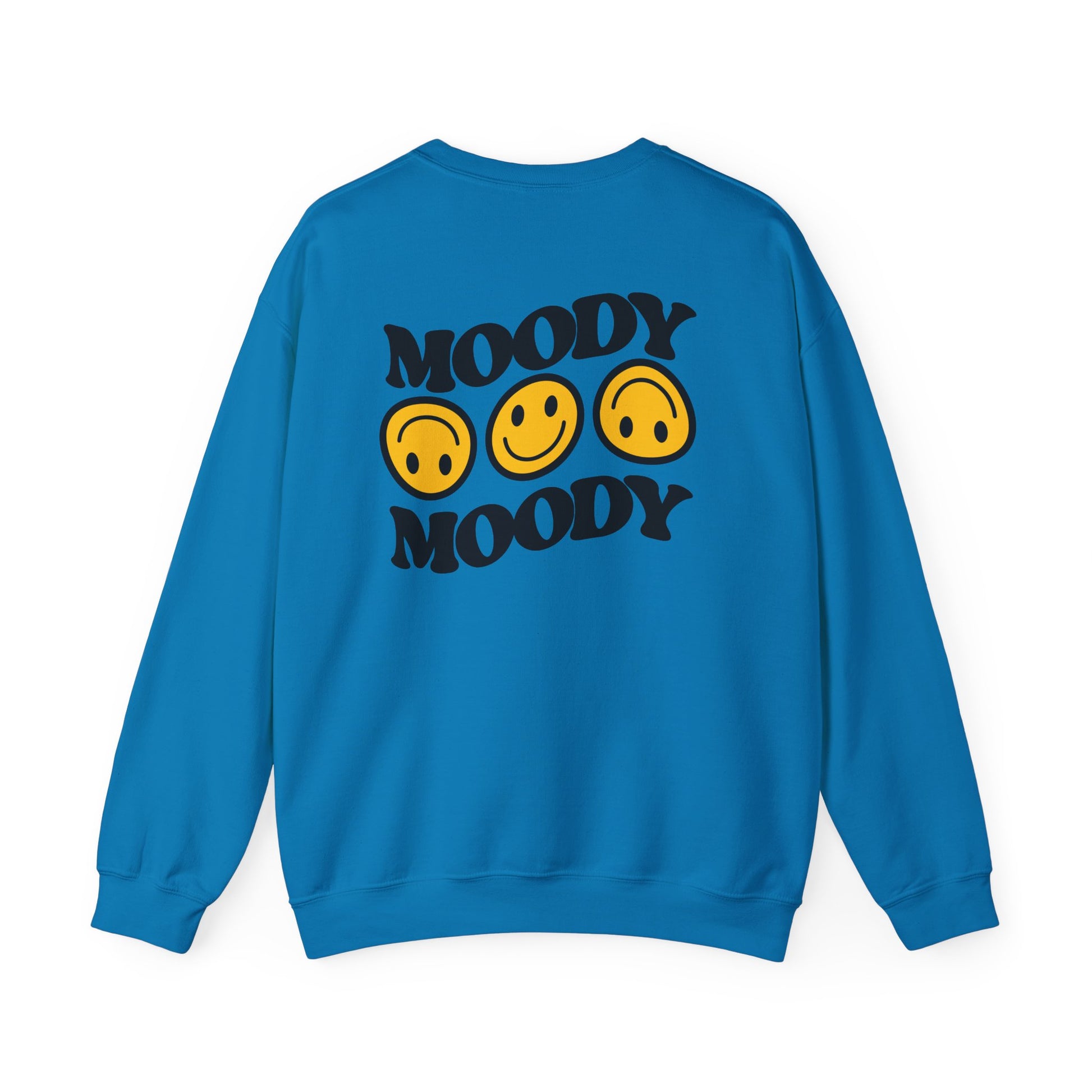 Moody Faces Crewneck Sweatshirt ribbed collar detail