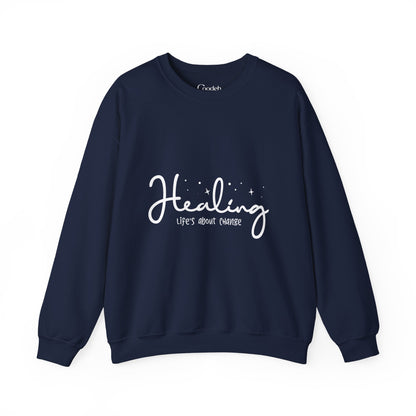 Healing Life's About Change Crewneck Sweatshirt fabric texture detail