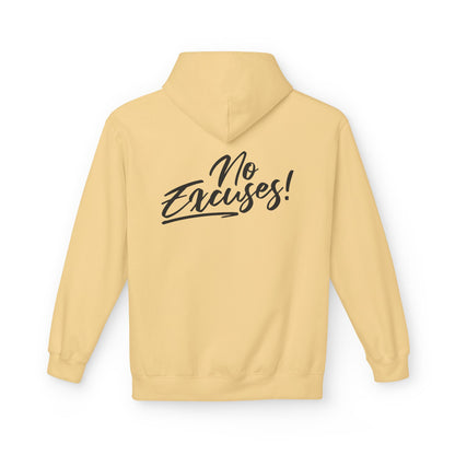 No Excuses Inspirational Graphic Hoodie fabric close up