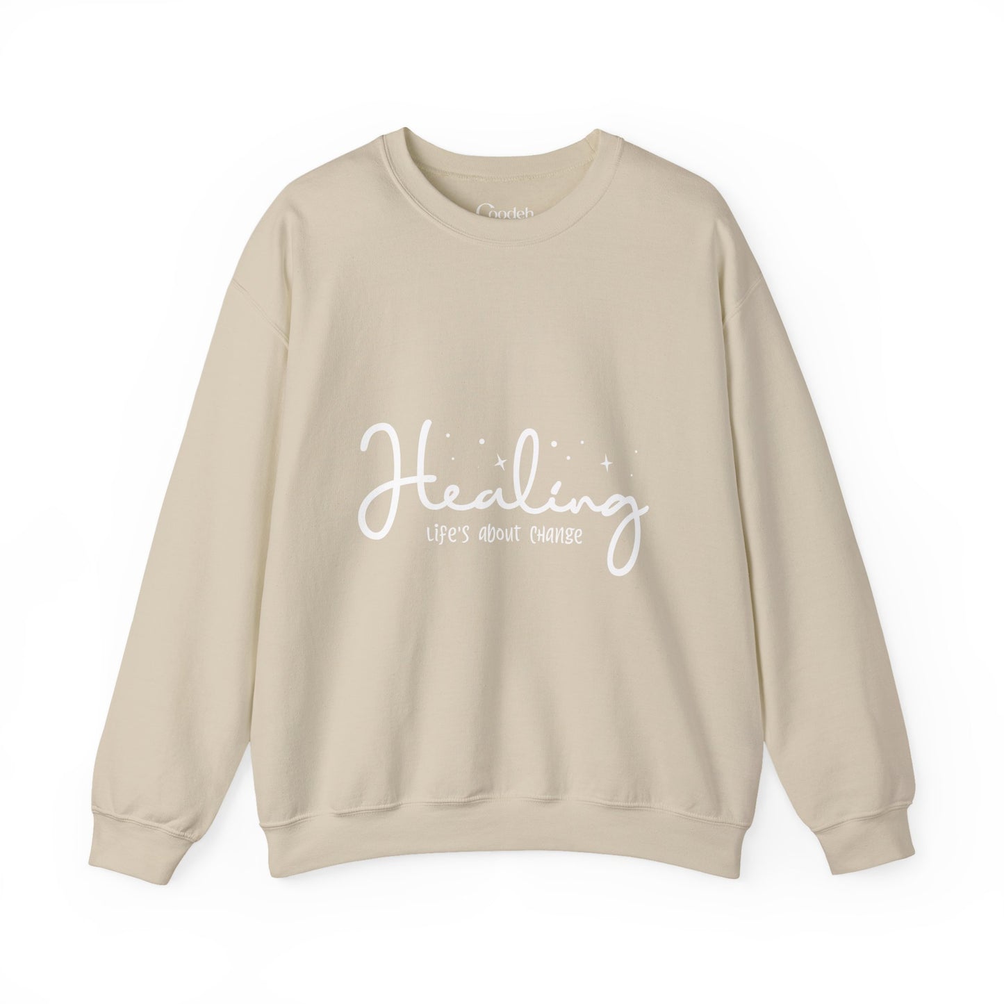 Healing Life's About Change Crewneck Sweatshirt neckline stitching detail