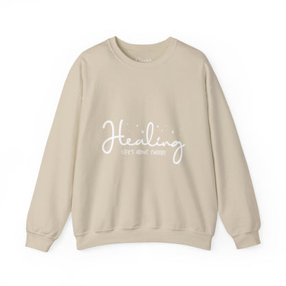 Healing Life's About Change Crewneck Sweatshirt neckline stitching detail