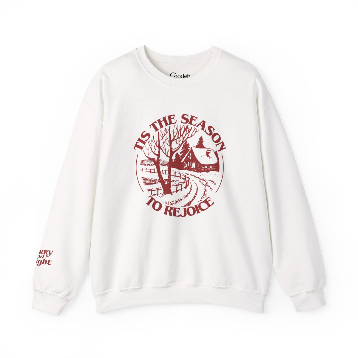 Holiday Crewneck Sweatshirt — "Tis the Season to Rejoice" Vintage Winter Graphic