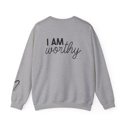 I Am Worthy Crewneck Sweatshirt back graphic design
