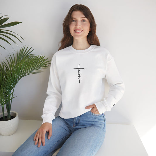 Faith Cross Script Crewneck Sweatshirt front view