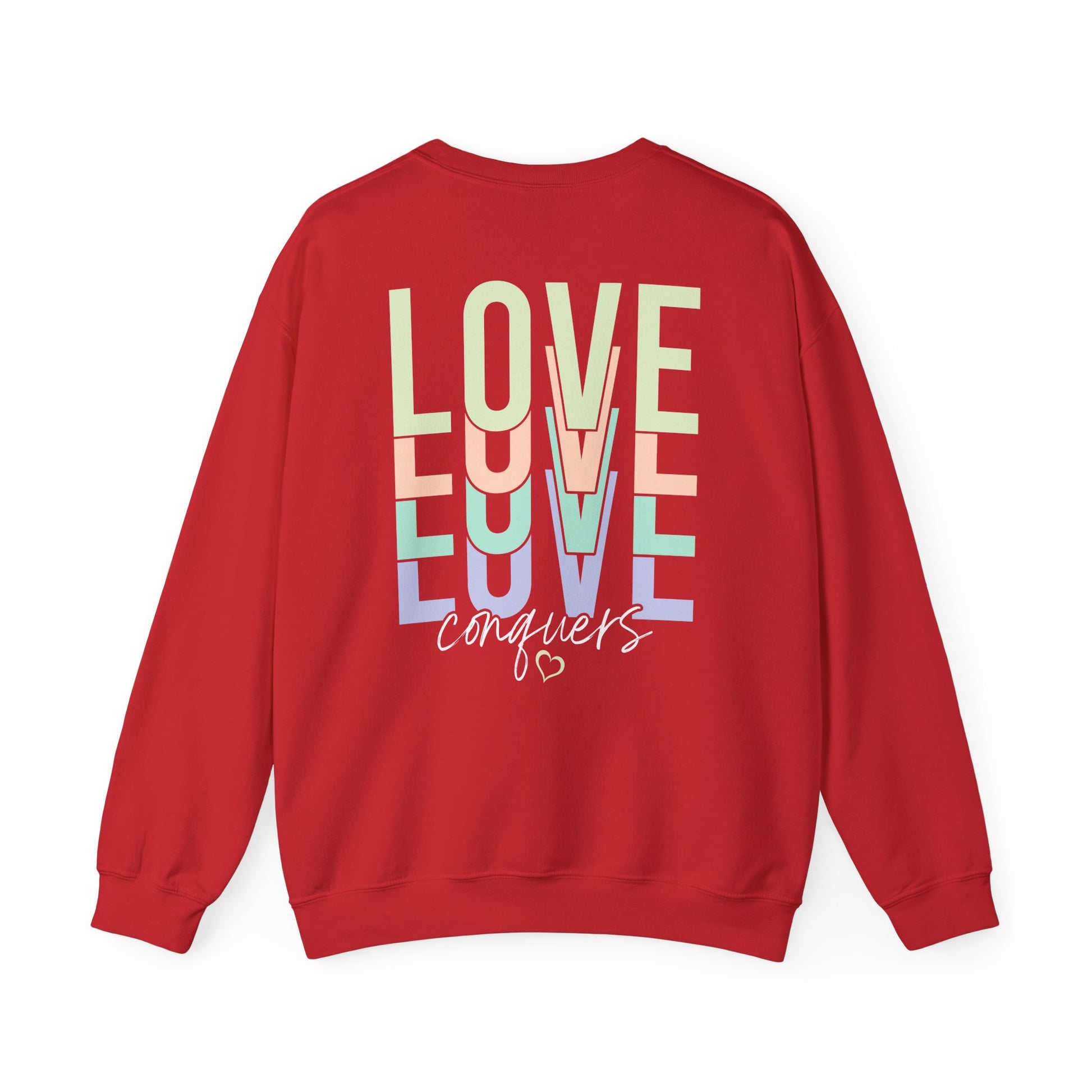 Love Conquers Crewneck Sweatshirt cotton blend fabric