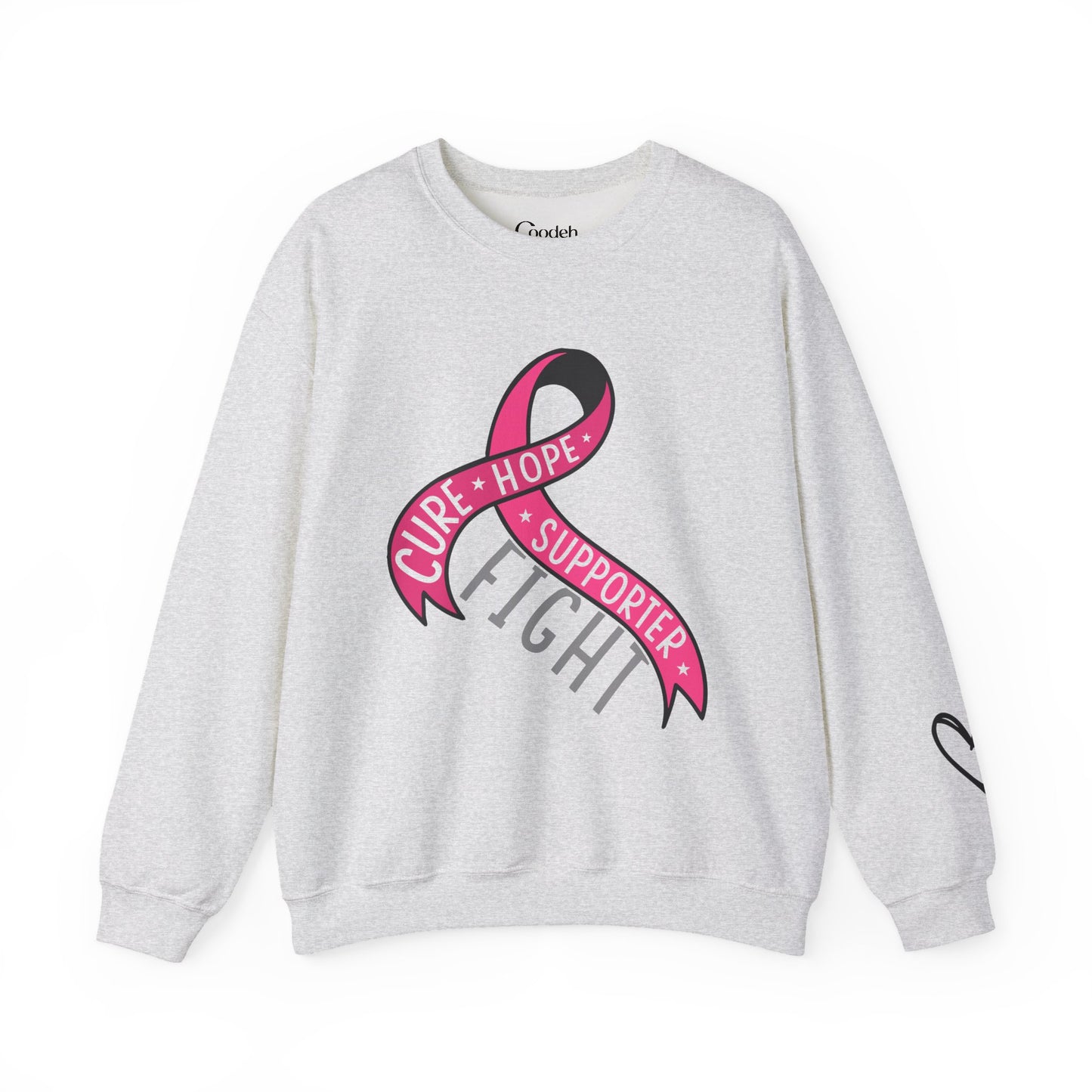 Pink Ribbon Cure Hope Supporter Fight sweatshirt with awareness ribbon