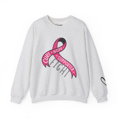 Pink Ribbon Cure Hope Supporter Fight sweatshirt with awareness ribbon
