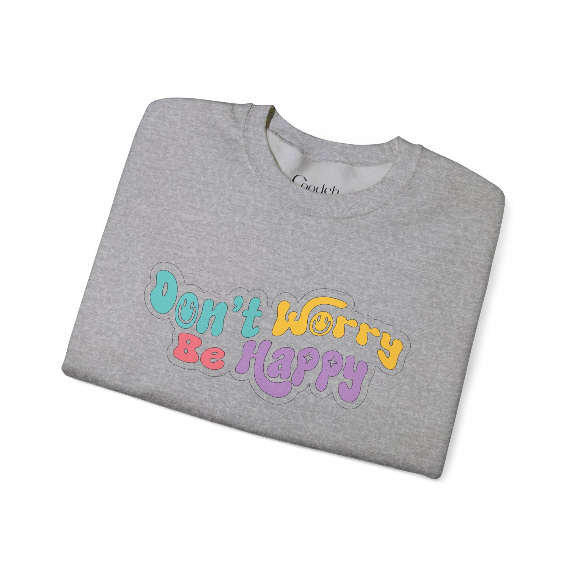 Don't Worry Be Happy Crewneck Sweatshirt close up view