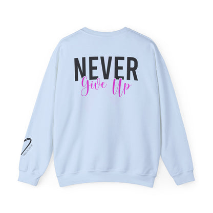 Never Give Up Crewneck Sweatshirt back design