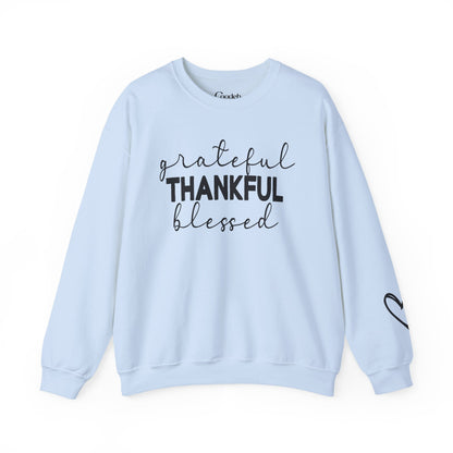 Grateful Thankful Blessed Crewneck Sweatshirt inspirational message
