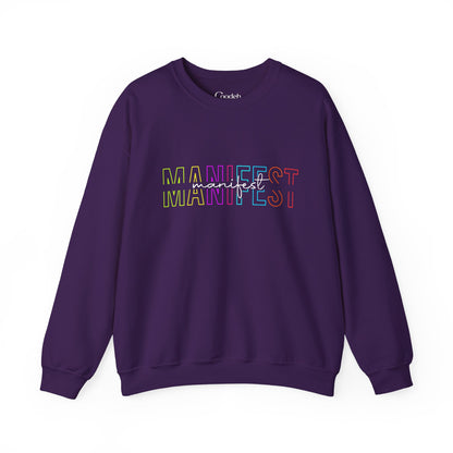 MANIFEST Graphic Crewneck Sweatshirt worn by model