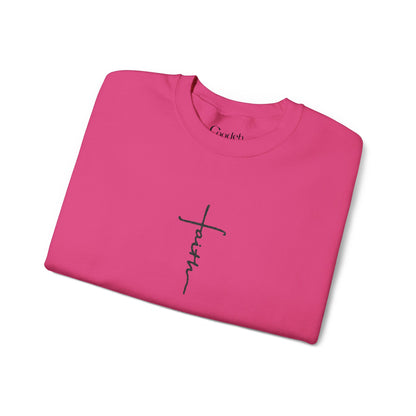 Faith Cross Script Crewneck Sweatshirt Christian message apparel