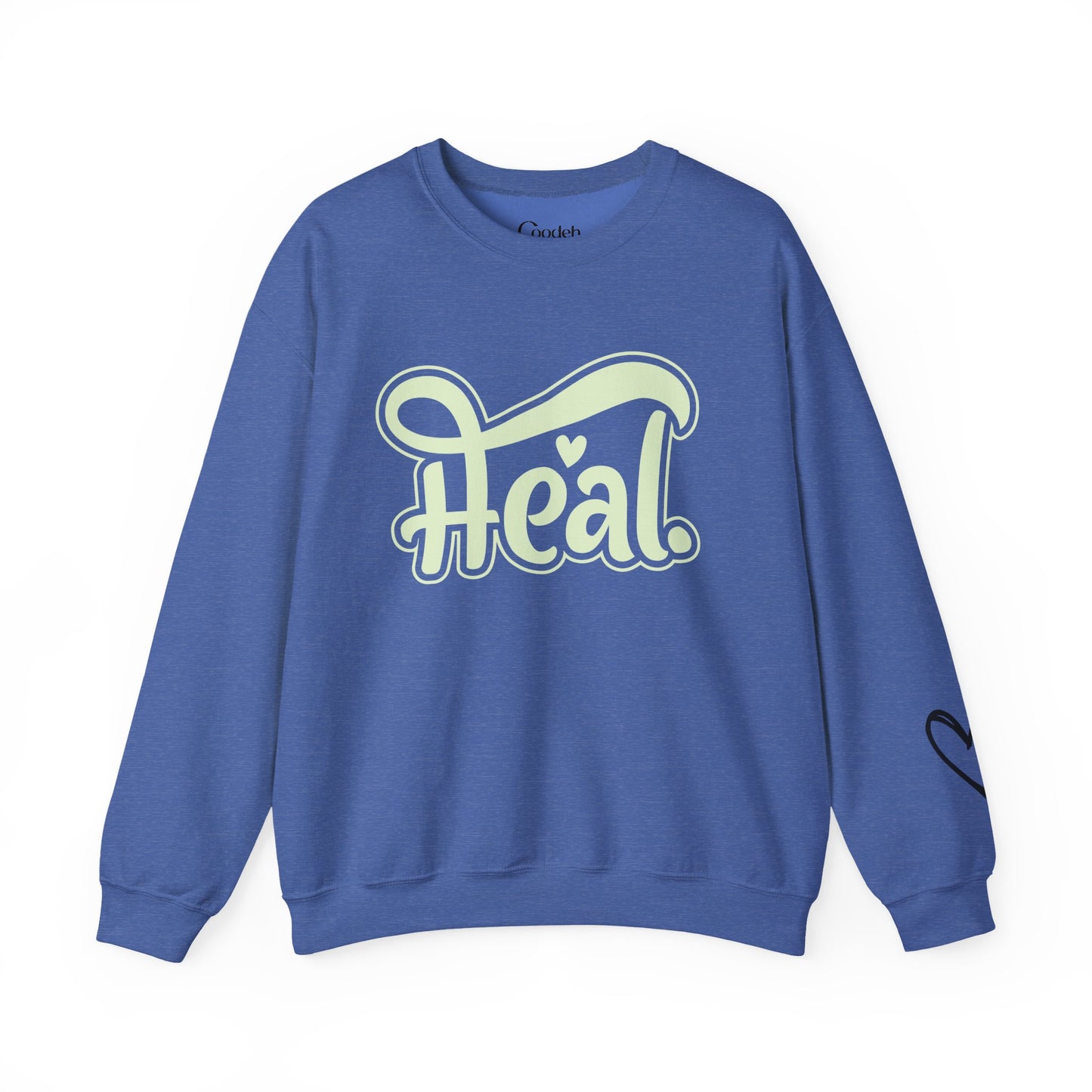 Heal Inspirational Crewneck Sweatshirt embroidery detail